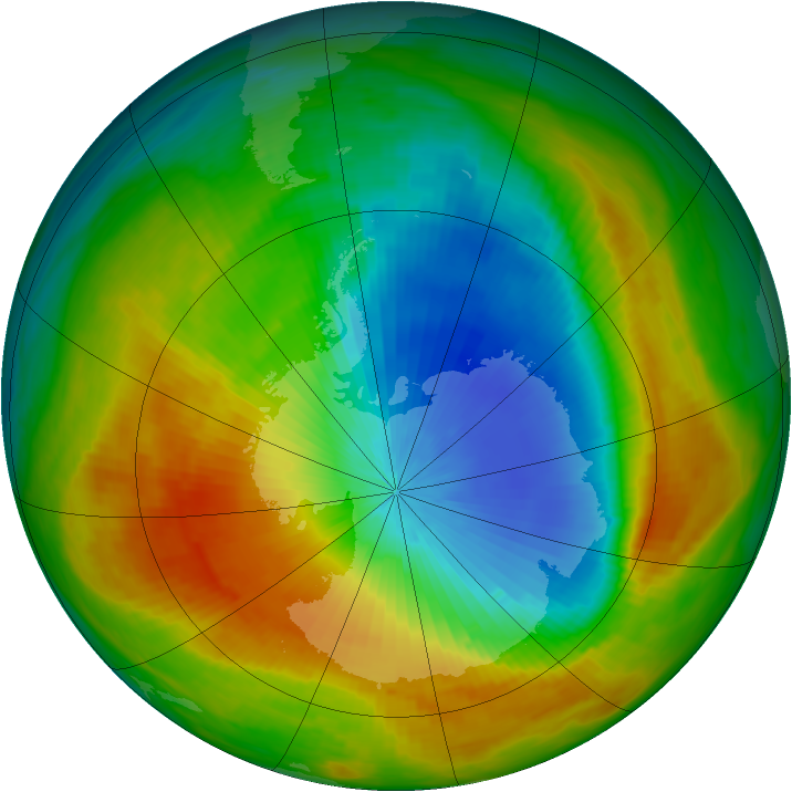 Antarctic ozone map for 02 November 1984